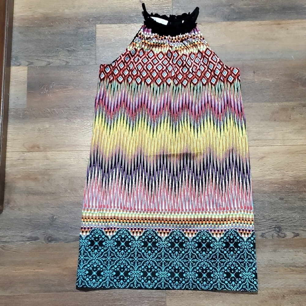 London Times Multicolor Geometric Midi Dress